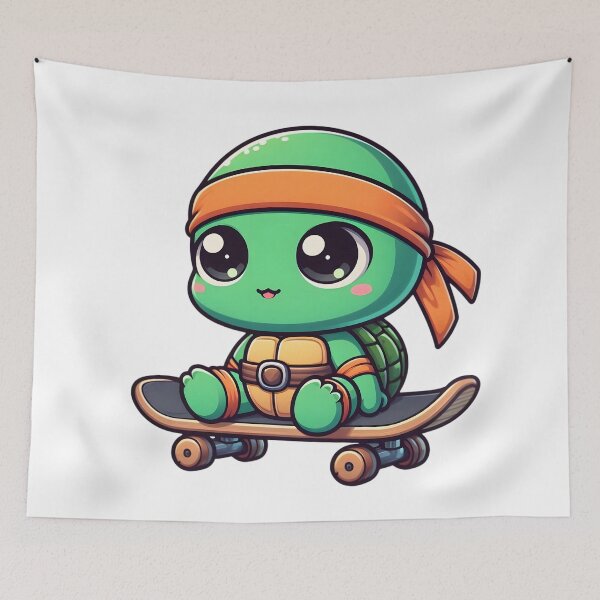 Item preview, Cute Baby TMNT Ninja Turtle Michelangelo Skateboarding designed and sold by Delamoon.