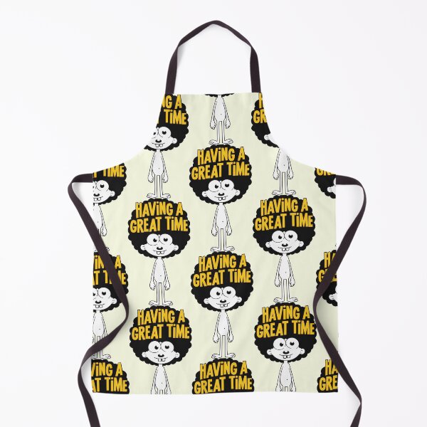 Item preview, Having A Great Time Cartoon Character With Big Afro And Yellow Text On White Background designed and sold by SplashTastic.