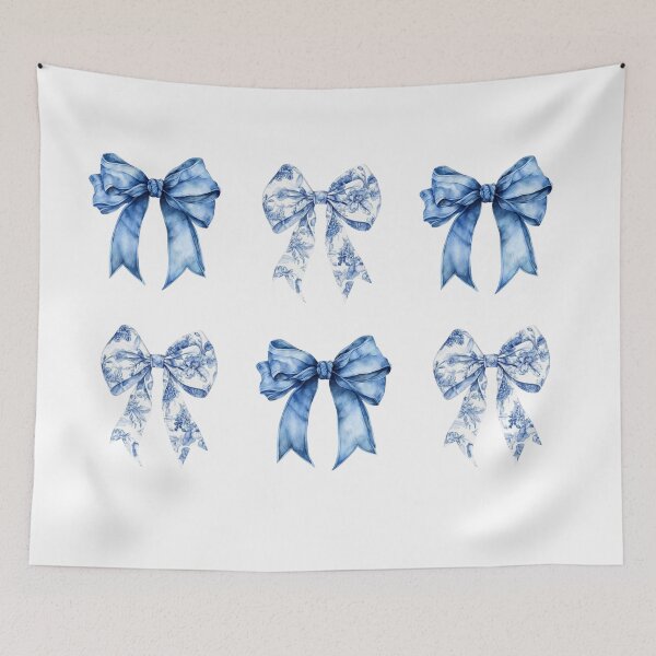 Item preview, Blue Vintage Bow Set - Elegant Floral and Solid Bow Collection designed and sold by Fernandink1.