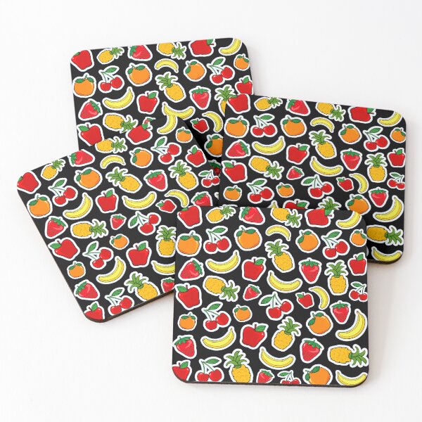 Item preview, Fruit stickers pattern, on black designed and sold by LuisaVenturoli.