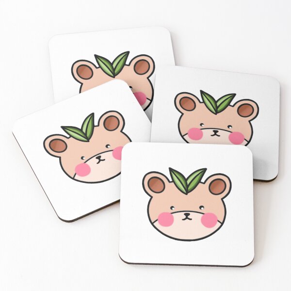 Item preview, cute brown bear with leaves for children designed and sold by riidesignss.