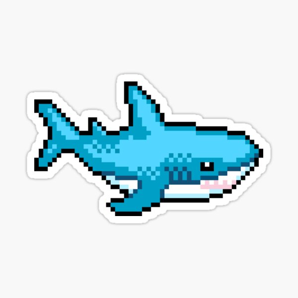 Aperçu de l'œuvre Pixel Art Requin Mignon créée et vendue par HeatherUnderground.