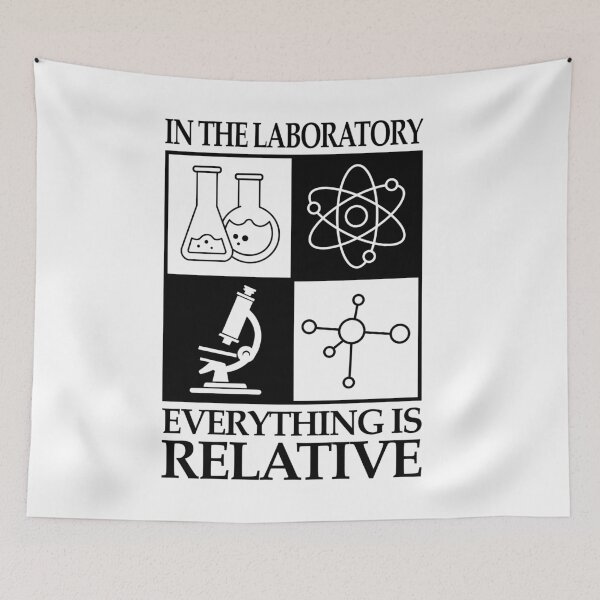 Item preview, Minimalist chemistry lab print. Quote: "In the Laboratory, everything is relative." designed and sold by AFernandesDSG.