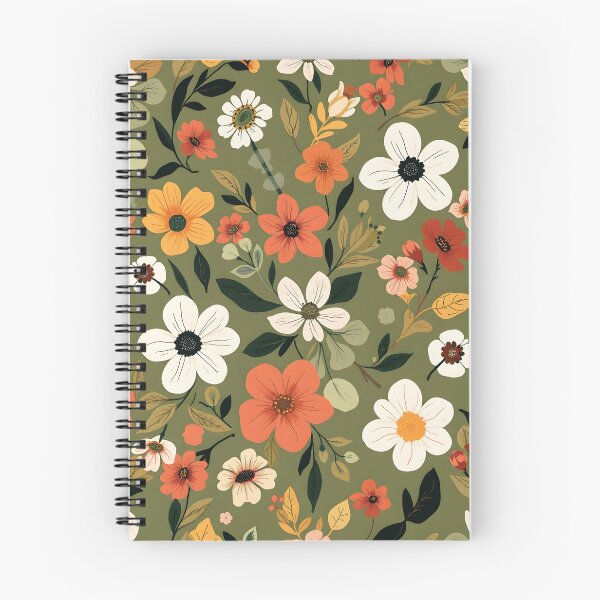 Aperçu de l'œuvre Promenade dans le jardin, délice rustique des fleurs sauvages, motif floral rétro minimaliste, esthétique verte à palette chaleureuse, décoration d'intérieur d'automne créée et vendue par Kintsugi99.