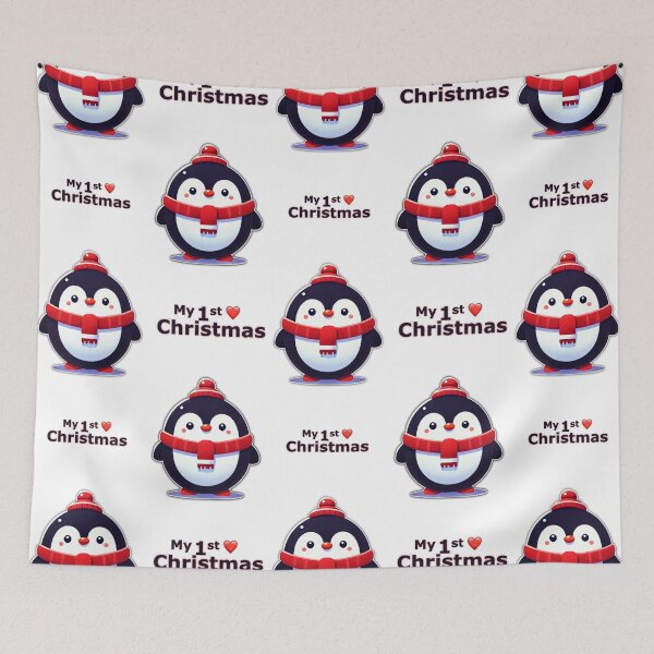Item preview, Adorable My First Christmas Penguin Illustration - Perfect Holiday Gift! designed and sold by CritterManiaUK.