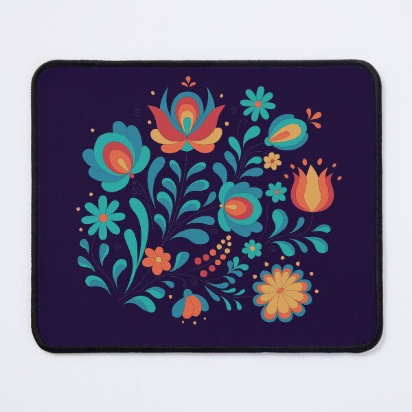 Item preview, Traditional Hungarian Folk Art Pattern - Floral Matyó Motif in Orange and Turquoise designed and sold by Molnarisa.