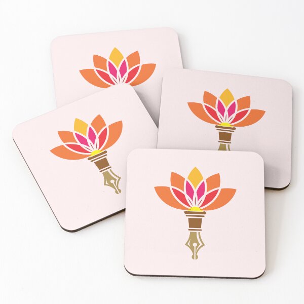 Item preview, Lotus flower Ink Pen Fountain Pen Golden Nib Vector Logo Art designed and sold by Wiggly Lines.
