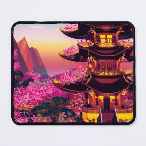 Item preview, The japanese castle in spring of blossom sakura flowers in sunset designed and sold by MerryCrown.