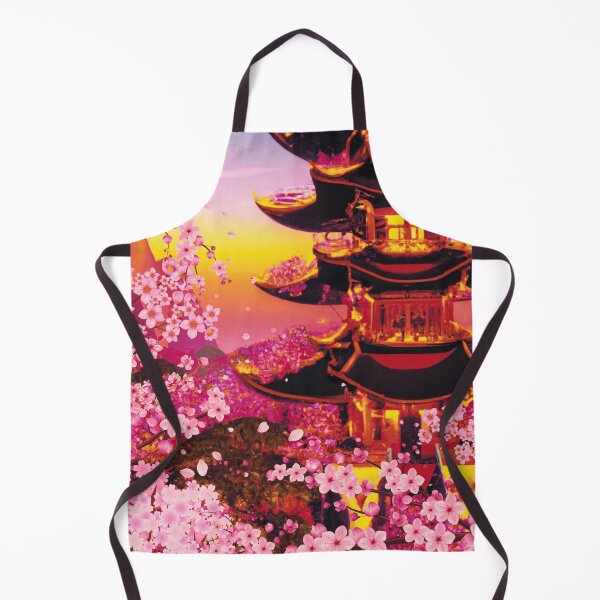 Item preview, The japanese castle in spring of blossom sakura flowers in sunset of pink designed and sold by MerryCrown.
