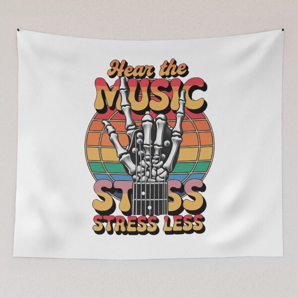 Item preview, Rock & Roll Stress Less – Skeleton Guitar Hang Loose CLASSIC T-shirt designed and sold by inkfluenceart.