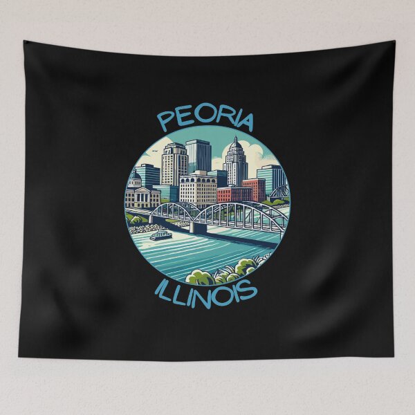 Item preview, Retro Peoria in Illinois Art Travel Landscape designed and sold by MaateoDesign.