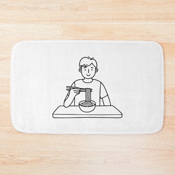 Item preview, A person eating noodles with chopsticks at a small table designed and sold by rasagamastore.