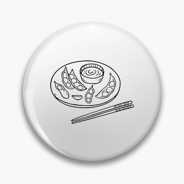Item preview, Edamame on a plate with a dipping sauce beside chopsticks designed and sold by rasagamastore.