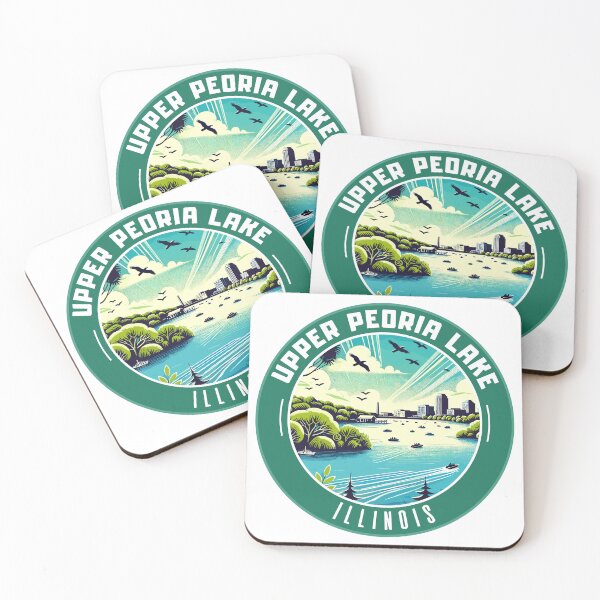 Item preview, Retro Upper Peoria Lake Illinois USA Art Travel Badge designed and sold by MaateoDesign.
