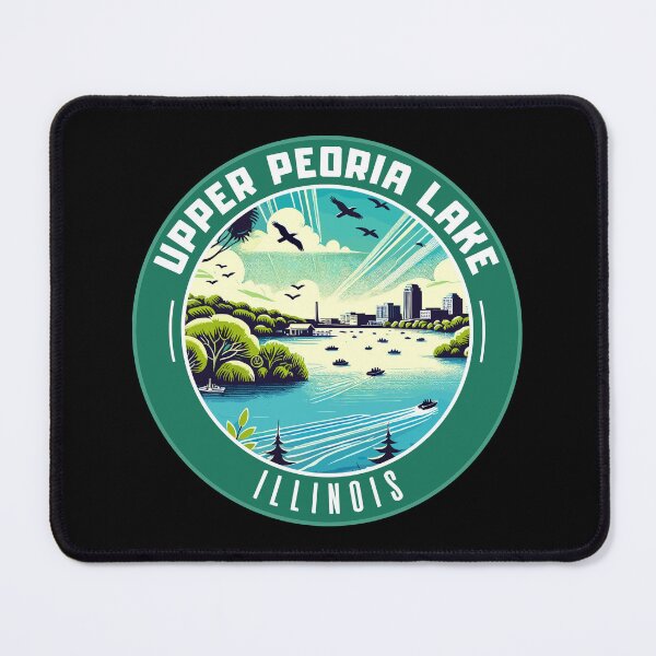 Item preview, Retro Upper Peoria Lake Illinois USA Art Travel Badge designed and sold by MaateoDesign.