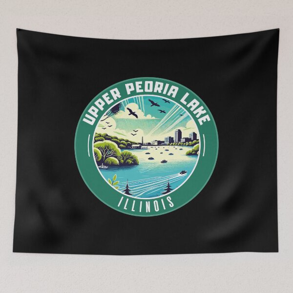 Item preview, Retro Upper Peoria Lake Illinois USA Art Travel Badge designed and sold by MaateoDesign.