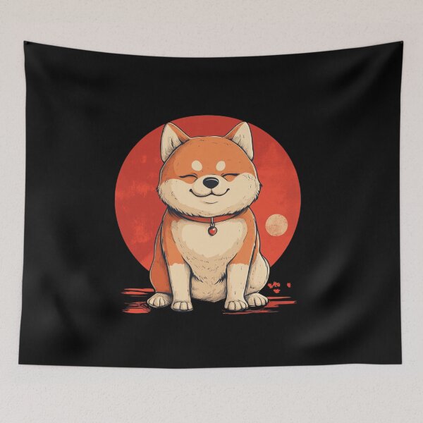 Artikelvorschau, Niedliches japanisches Hundedesign | Kawaii Shiba Inu Illustration | Bezaubernde japanische Hundekunst | Verspieltes Welpendekor entworfen und verkauft von StickerHavenn.