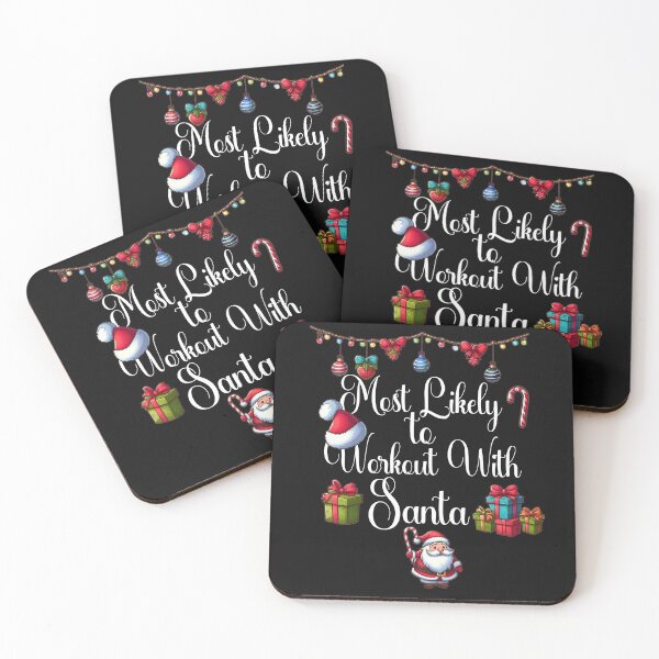 Item preview, Most Likely to WorkOut With Santa, christmas,  xmas, gym, family matching, fun, Santa, bodybuilding, christmas workout designed and sold by Printed Mistakes.