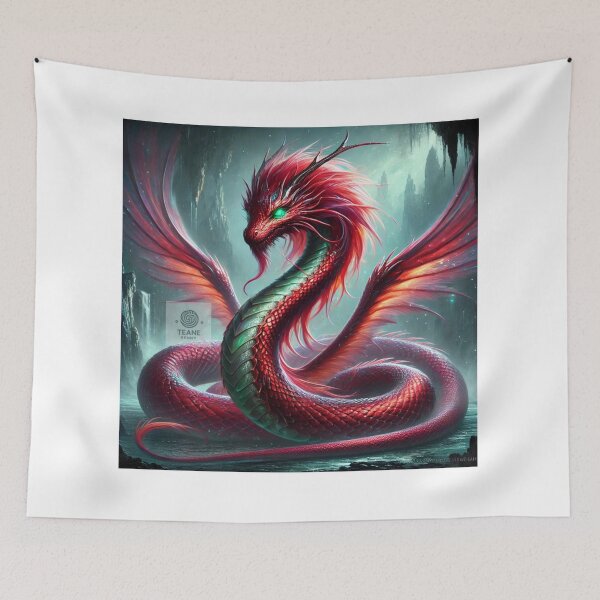 Item preview, Red Serpent Dragon - Fiery Mythical Beast designed and sold by Te-Ane.
