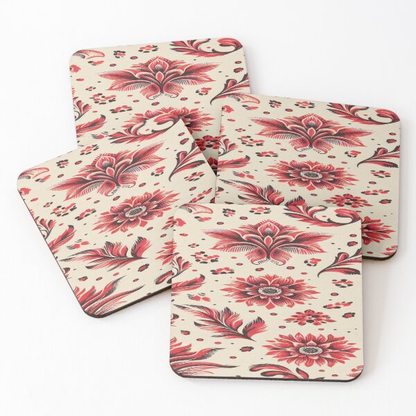 Item preview, Floral Pattern in Vintage Style – Elegance in Red and Ecru designed and sold by maritas22.
