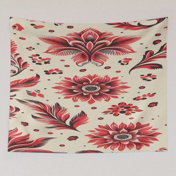 Item preview, Floral Pattern in Vintage Style – Elegance in Red and Ecru designed and sold by maritas22.