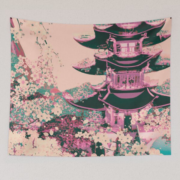 Item preview, The japanese castle in spring of blossom sakura flowers in nature color designed and sold by MerryCrown.