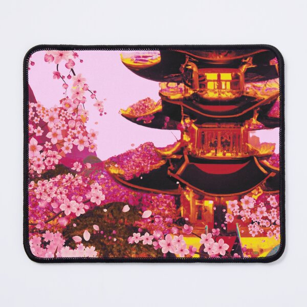 Item preview, The japanese castle in spring of blossom sakura flowers in pink and red designed and sold by MerryCrown.