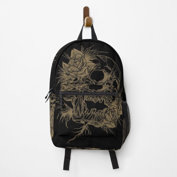 Item preview, Skull with lotus flowers - Decay - Gold designed and sold by RowenaTmT.