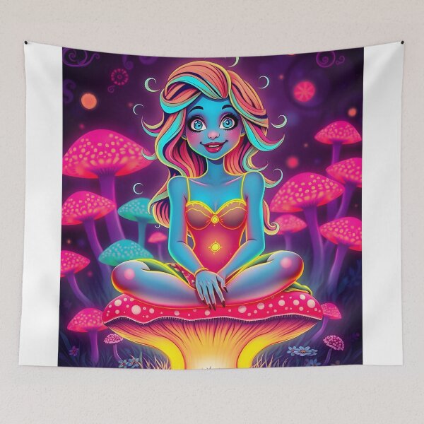Item preview, Happy on a Mushroom, Psychedelics, neon Lights  designed and sold by Shs-Kenya.