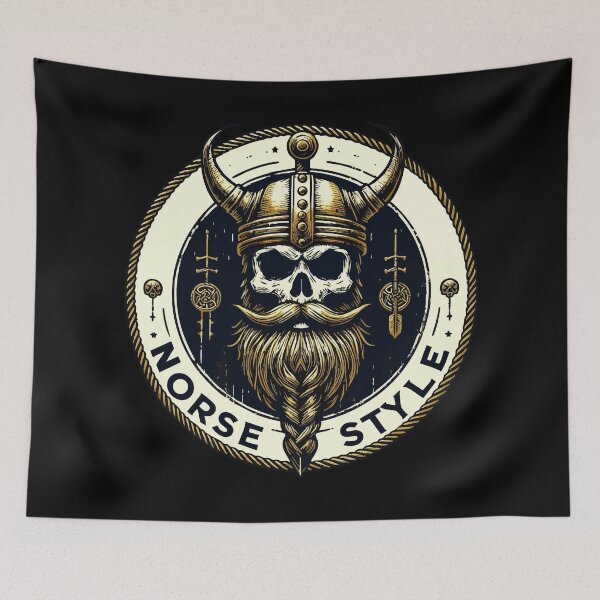 Item preview, Norse Style Beard Viking Skull Vintage designed and sold by TomFrontierArt.
