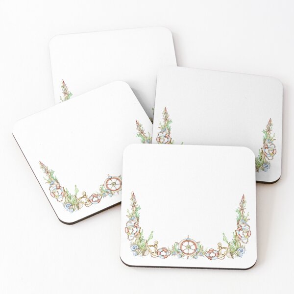 Item preview, Digital watercolour elements compositions «Marine flora and fauna ships and crabs» designed and sold by NelenaArt.