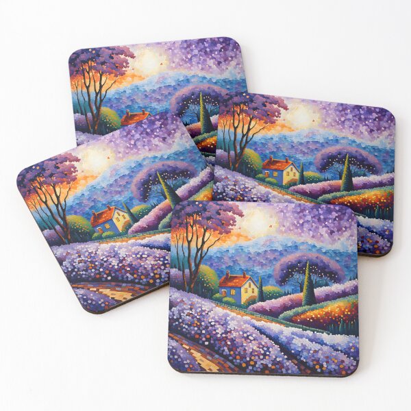 Item preview, Purple Lilac Landscape, pointillsm art designed and sold by Shs-Kenya.