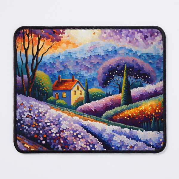 Item preview, Purple Lilac Landscape, pointillsm art designed and sold by Shs-Kenya.