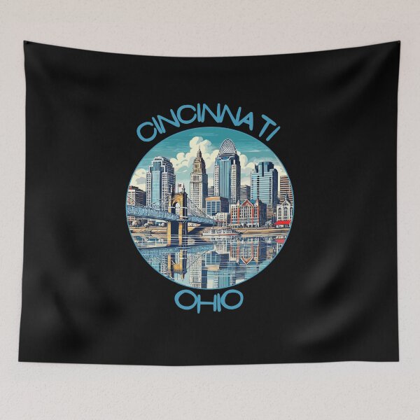 Item preview, Retro Cincinnati in Ohio USA Art Travel Landscape designed and sold by MaateoDesign.