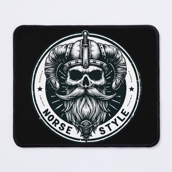 Item preview, Norse Style Beard Viking Skull Monochromatic designed and sold by TomFrontierArt.