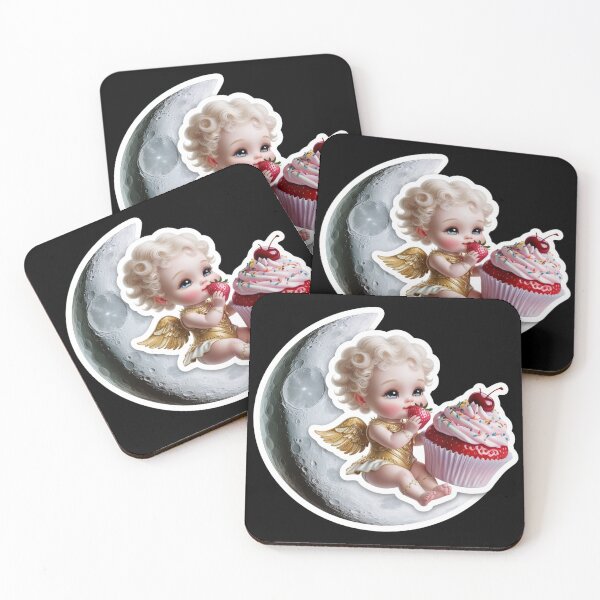 Item preview, Sweet Angel Baby Cupcake Moon Art designed and sold by Mudastro Astrology.