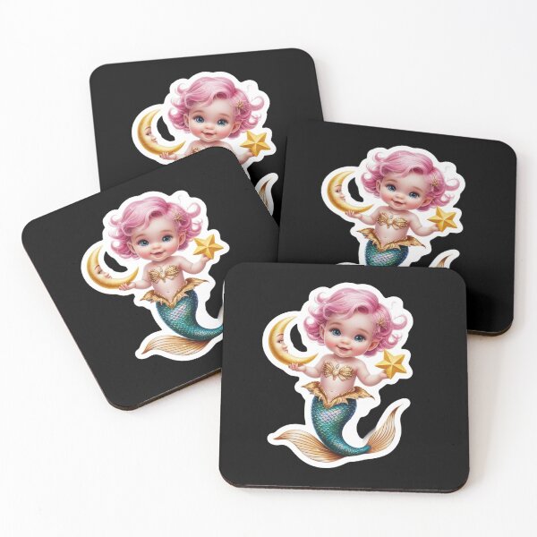 Item preview, Cute Mermaid Baby Moon and Star Art designed and sold by Mudastro Astrology.