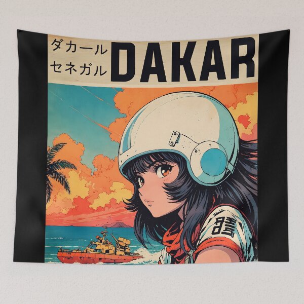 Item preview, Dakar Senegal Retro Anime Girl 80s Vintage Travel designed and sold by Retro-Anime9.