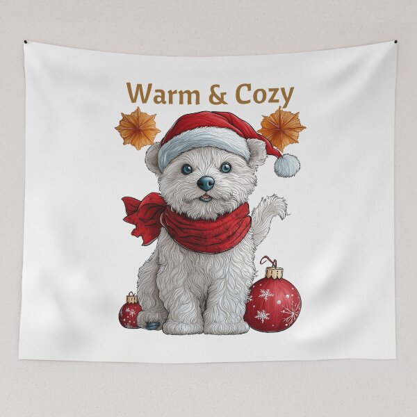 Item preview, Warm & Cozy Dog, Festive Puppy Art, Holiday Pet Design, Christmas Dog Illustration, Winter Cozy Pup designed and sold by BukkyStory.