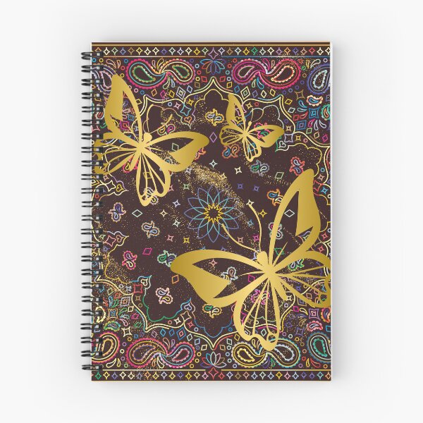 Item preview, "Golden Butterflies on Colorful Paisley Background" designed and sold by Graphollio-shop.