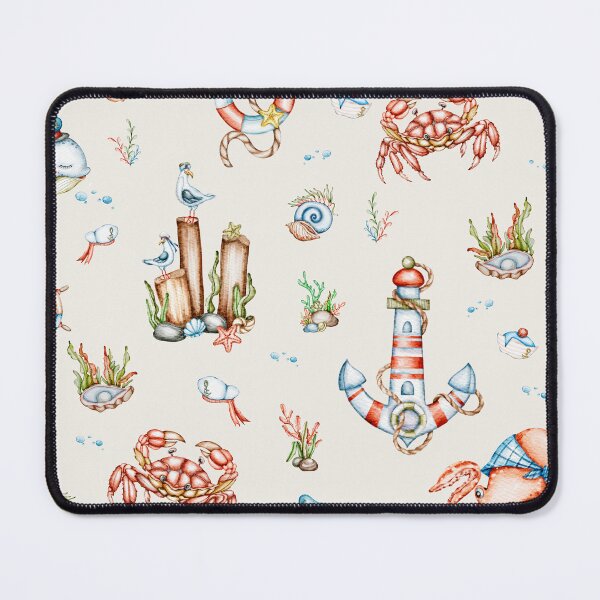 Item preview, Watercolour patterns set collections «Marine flora and fauna ships and crabs» designed and sold by NelenaArt.