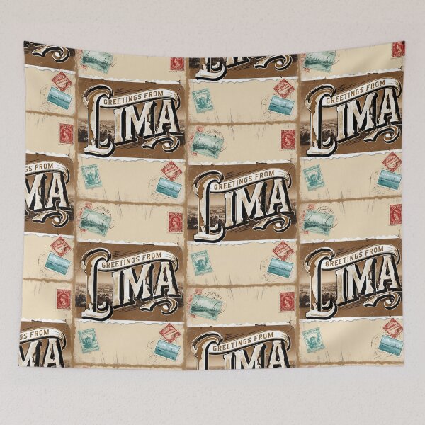 Item preview, Greetings from Lima Peru Vintage Travel Retro Postcard Design designed and sold by TravelPostcardGems.