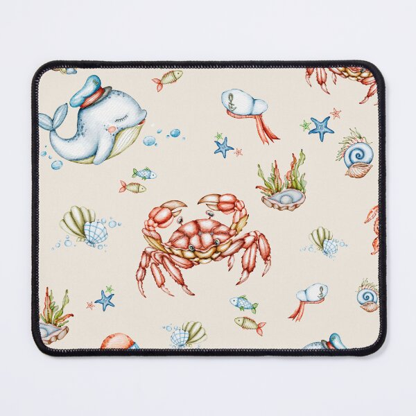 Item preview, Watercolour patterns set collections «Marine flora and fauna ships and crabs» designed and sold by NelenaArt.