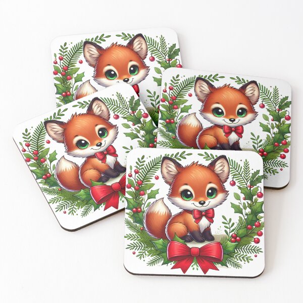 Item preview, Adorable Christmas Fox in a Holiday Wreath designed and sold by lubushop1.