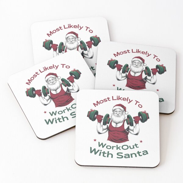 Item preview, Most Likely To WorkOut With Santa Bodybuilding - This funny gift is perfect for fitness fans and holiday humor lovers! designed and sold by ZyziowskyArt.