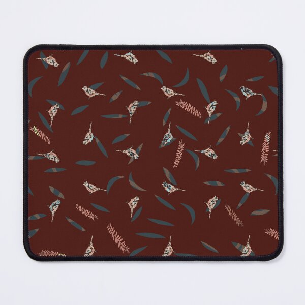 Item preview, Primitive Birds and Leaves on Dark Red Brown Background designed and sold by jocelynsart.