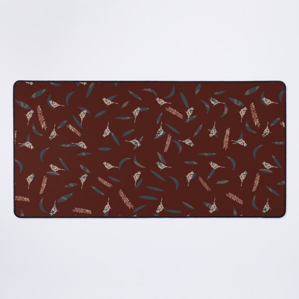 Item preview, Primitive Birds and Leaves on Dark Red Brown Background designed and sold by jocelynsart.