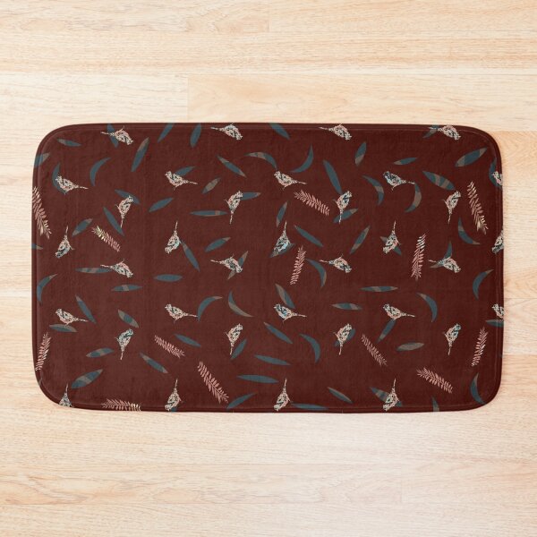Item preview, Primitive Birds and Leaves on Dark Red Brown Background designed and sold by jocelynsart.