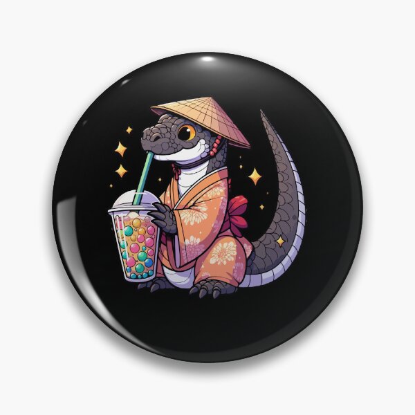 Artikelvorschau, Komodowaran trinkt Bubble Tea Japanischer Kimono entworfen und verkauft von Artistoos.