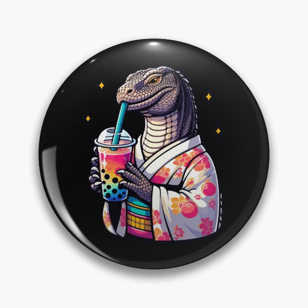 Artikelvorschau, Komodowaran trinkt Bubble Tea Japanischer Kimono entworfen und verkauft von Artistoos.